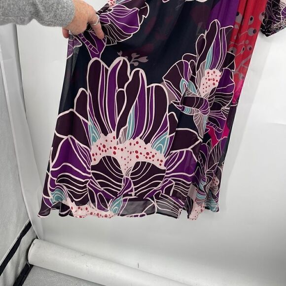 Anthropologie Let Me Be Multicolor Lined V-Neck Floral Midi Dress Size Small - Picture 3 of 13